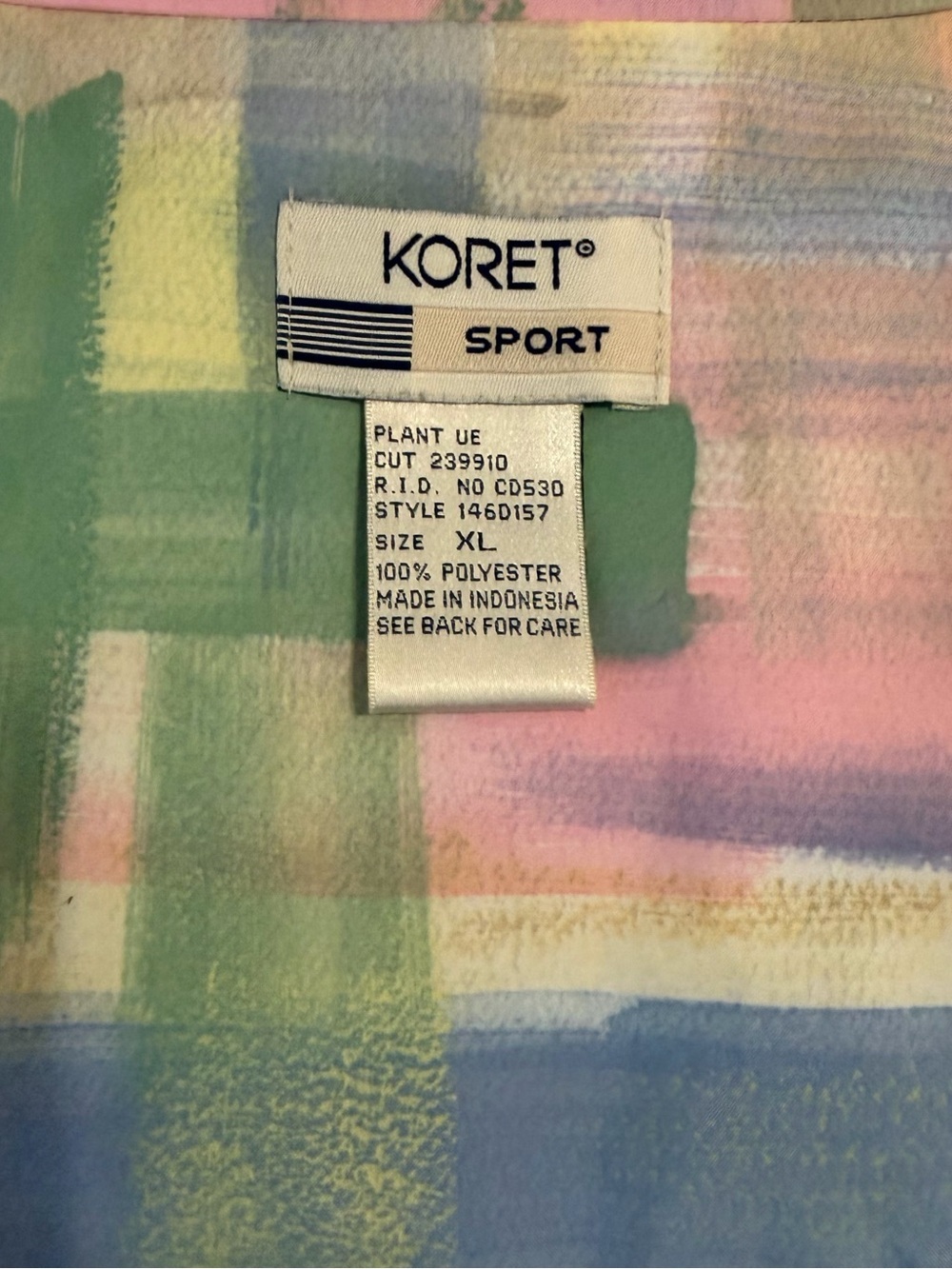 Vintage Koret Sport Pastel Brushstroke Zip Front Jacket Pockets Lightweight XL - Picture 4 of 7
